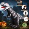 GOOSH 8 FT Long Halloween Inflatables Blow Up Dinosaur Skeleton with Built-in LEDs